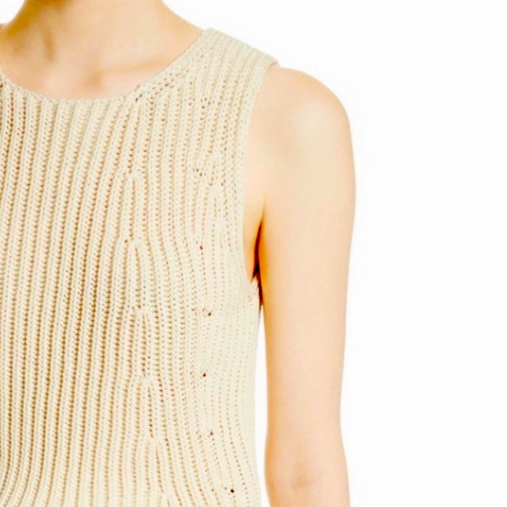 Vince Chunky Ribbed Knit TanK XS Cream NWT